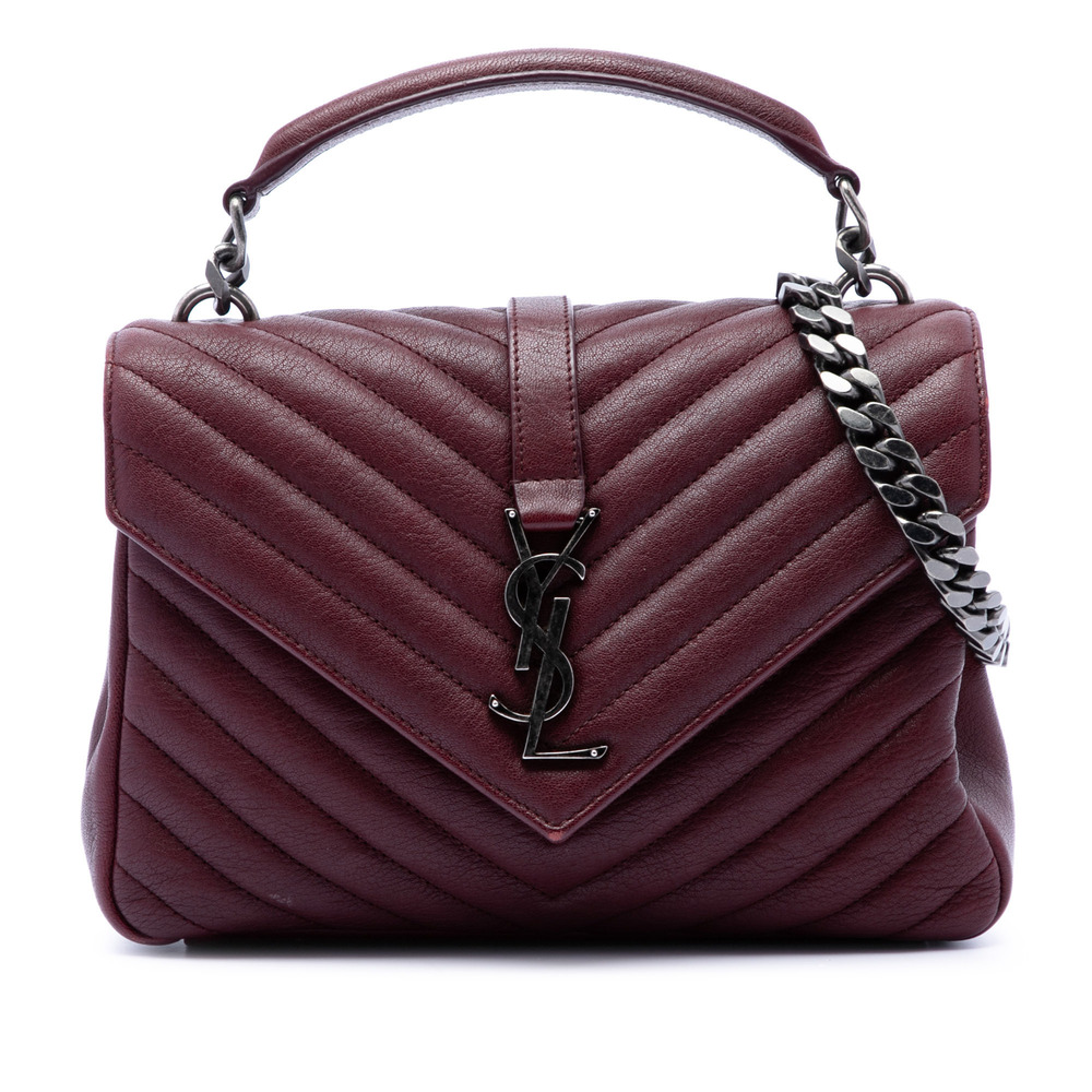 Pre-Loved Saint Laurent Medium Chevron Sheepskin Monogram College Satchel